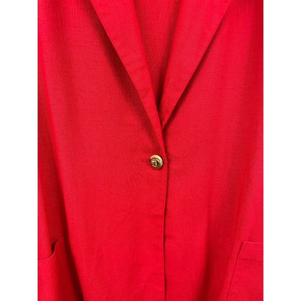 Roamans Red Blazer Jacket Women Size 20W Single Button Front Long Sleeve Pockets - Picture 4 of 9